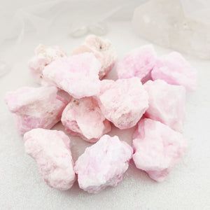 Pink Aragonite crystal rough rock with soft blush tones, supporting emotional healing and calm energy