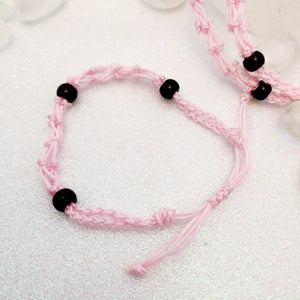Pink Braided Cord Crystal Holder Bracelet