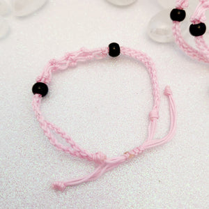 Pink Braided Cord Crystal Holder Bracelet