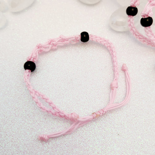 Pink Braided Cord Crystal Holder Bracelet (fits one tumble. adjustable)