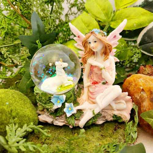 Pink Fairy With Unicorn Globe