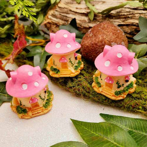 Pink Mushroom Cottage for your Fairy Garden