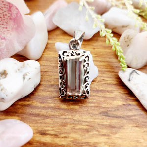 Pink Tourmaline Rectangular Pendant