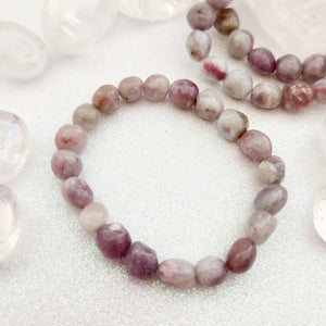 Pink Tourmaline in Quartz Nugget Bracelet