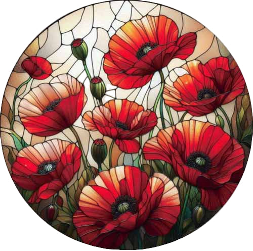 Poppies Stained Glass Hanging