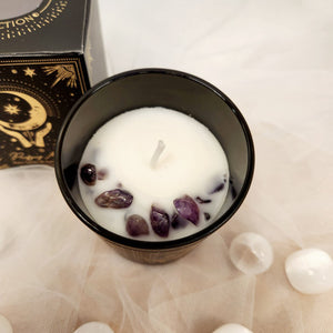 Purifying Moon Palo Santo & Lavender Manifestation Candle | Crystal Chips | 100g