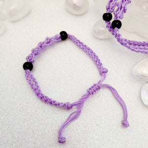 Purple Braided Cord Crystal Holder Bracelet
