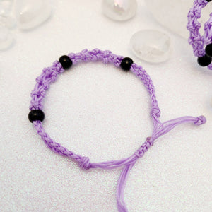 Purple Braided Cord Crystal Holder Bracelet