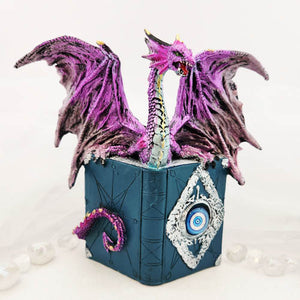 Purple Dragon on Book | Resin