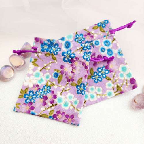 Purple Floral Drawstring Gift Pouch