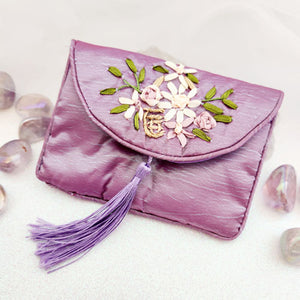 Purple Floral Gift Pouch w. Zip