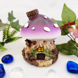 Purple Mushroom Cottage Incense Cone Holder
