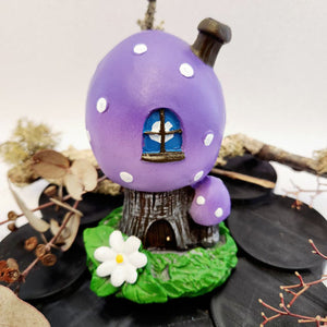 Purple Smoking Toadstool House | Fairy Village Incense Cone Holder | Lisa Parker