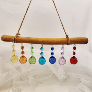 Rainbow Crystal Prism Hanging | Suncatcher | Wooden Branch