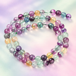 Rainbow Fluorite Crystal Bead Strand | calm, focused thinking | 6mm | Assorted