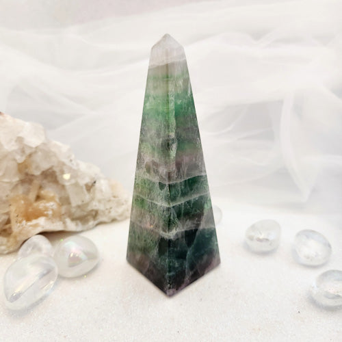 Rainbow Fluorite Obelisk (approx. 12.2x4cm)