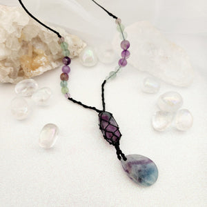 Rainbow Fluorite Wrapped Pendant 