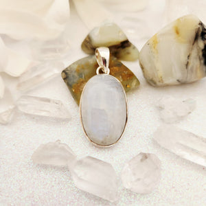 Rainbow Moonstone Oval Pendant