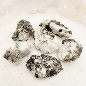 Rainbow Moonstone crystal rough rock with iridescent flash, supporting intuition and emotional balance