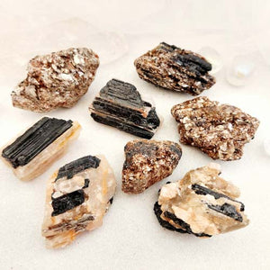 Raw Black Tourmaline, Mica & Feldspar Crystal | Protection Stone | Assorted