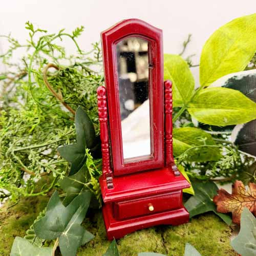 Red Full Length Mirror for Fairy Garden/Dolls House (approx. 14x5.9cm)