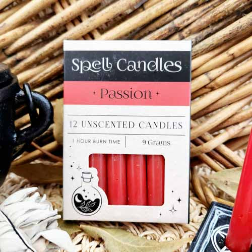 Red Passion Spell Candles (box of 12.approx.1 hr burn time)