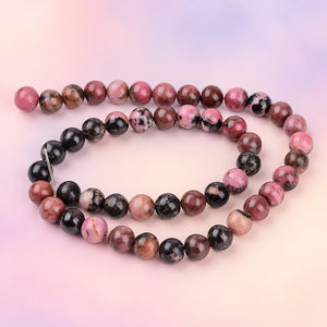 Rhodonite Crystal Bead Strand | Emotional Healing | 8mm | Assorted