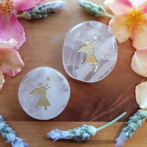 Rose Quartz Angel Flat Stone | Angelic Guidance | Assorted