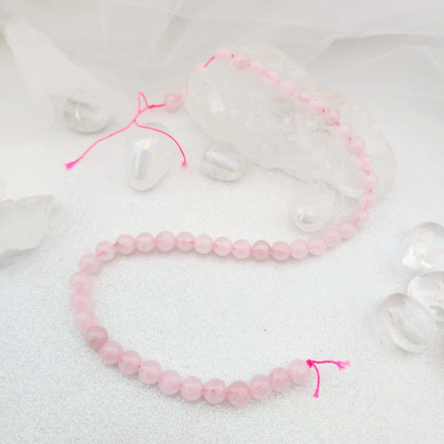 Rose Quartz Bead Strand (approx. 45-47x8mm round beads)