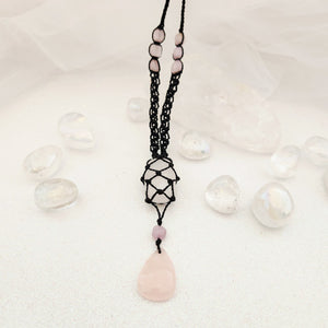 Rose Quartz, Calcite, Kunzite Wrapped Pendant