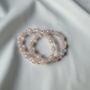 Rose Quartz & Clear Quartz Crystal Bracelet | Open Heart, Clear Mind | Assorted 1