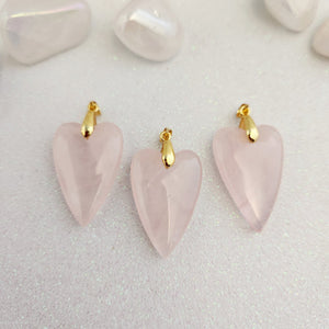 Rose Quartz Crystal Heart Pendant | Unconditional Love | Assorted