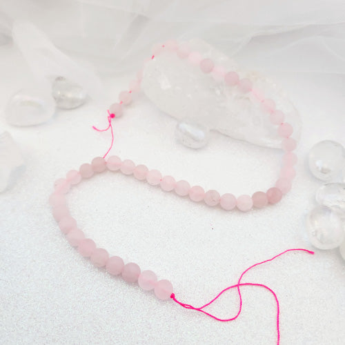 Rose Quartz Frosted Bead Strand (approx. 43 round beads. 8mm)