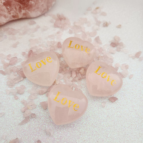 Rose Quartz Love Heart (pale. assorted. approx 3x3cm)