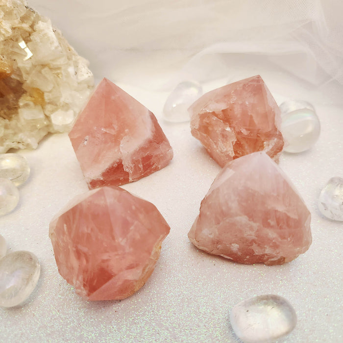Rose Quartz Partial Polished Point (assorted. approx. 4.8-5.5x4.8-5.6cm)