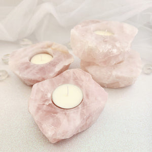 Rose Quartz Partially Polished Candle Holder