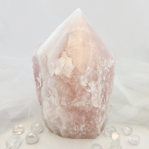 Rose Quartz Partially Polished Point (approx. 24x14.5x14cm)