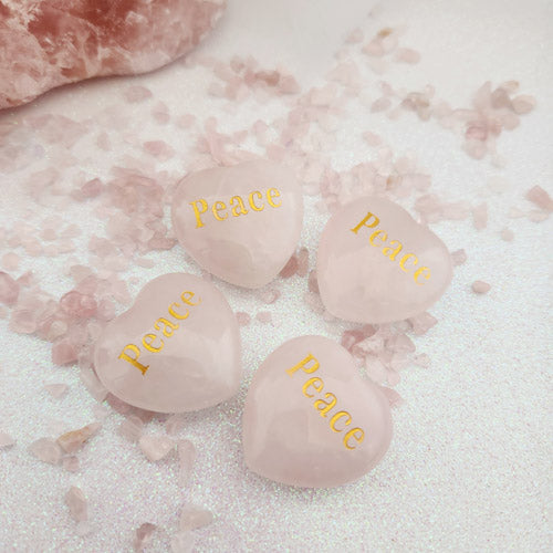 Rose Quartz Peace Heart (pale. assorted. approx 3x3cm)