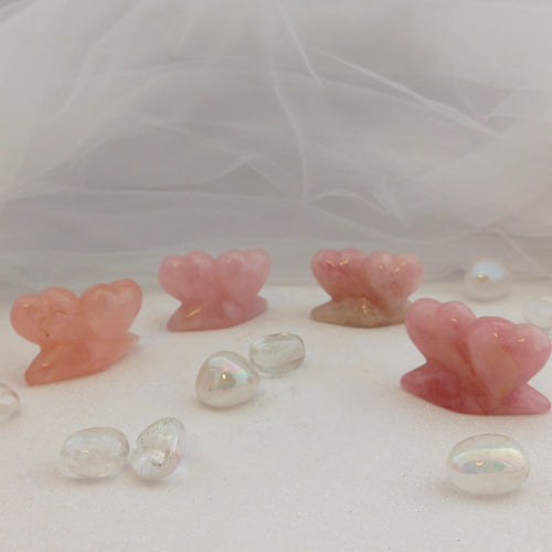 Rose Quartz Twin Flame Heart (assorted. approx. 3.5x5.5cm)