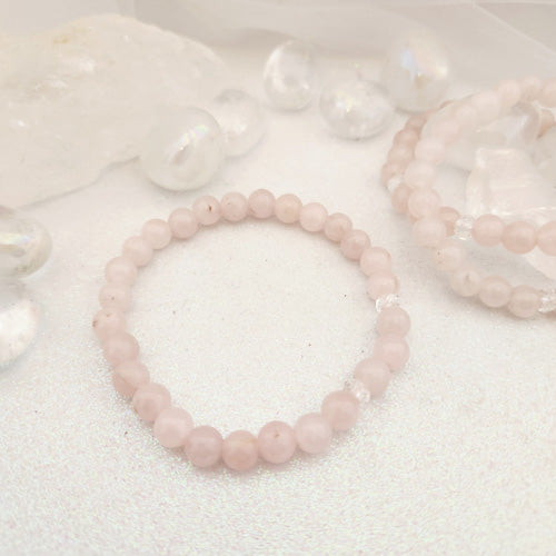 Rose Quartz and Glass Bead Bracelet (assorted)