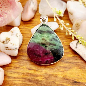 Ruby in Zoisite Tear Drop Pendant