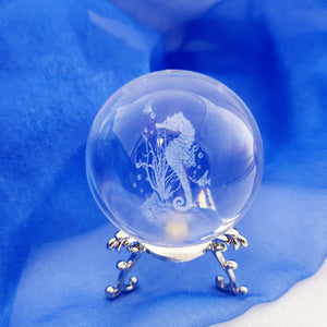 Sea Horse Glass Ball w. Stand