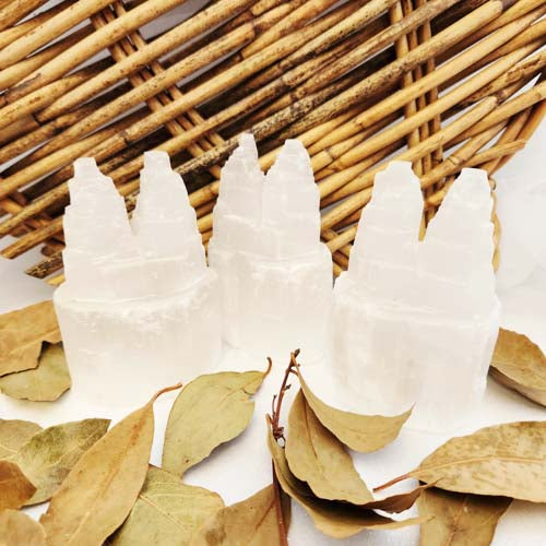 Selenite Twin Peak Skyline (assorted. approx. 10x6.8cm)