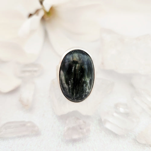 Seraphinite Oval Ring (sterling silver)