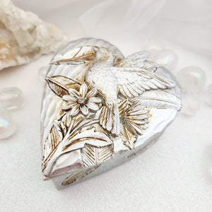 Silver Look Heart Trinket Box with Dove