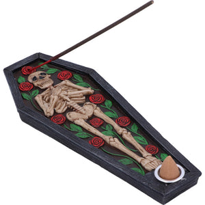 Skeleton in Coffin Incense Holder for Cones & Sticks