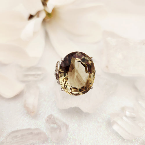 Smoky Citrine Faceted Oval Ring (sterling silver)