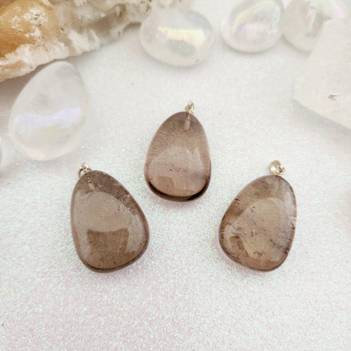 Smoky Quartz Tumbled Pendant (assorted. sterling silver bail)