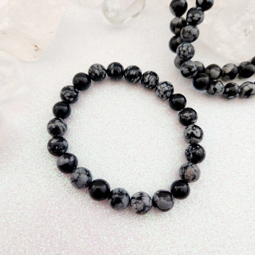 Snowflake Obsidian Bracelet (assorted. approx 8mm round beads)