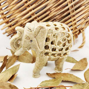 Soapstone Elephant w. Calf Inside